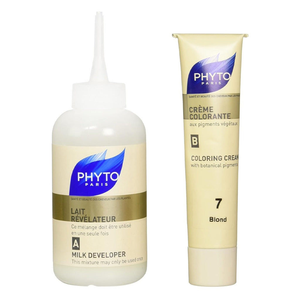 Phyto Phyto Color Permanent Hair Color Treatment Kit With Milk Developer & Colouring Cream, Shade 7 Blonde - Easy Pharmacy LLC