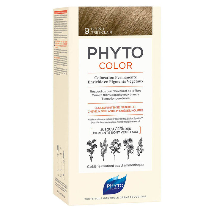 Phyto Phyto Color Permanent Hair Color Treatment Kit With Milk Developer & Colouring Cream, Shade 9 Very Light Blonde - Easy Pharmacy LLC