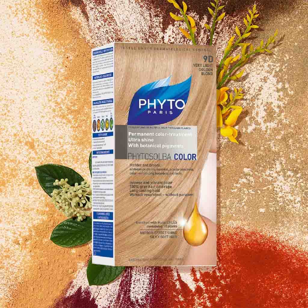 Phyto Phyto Color Permanent Hair Color Treatment Kit With Milk Developer & Colouring Cream, Shade 9D Very Light Golden Blonde - Easy Pharmacy LLC