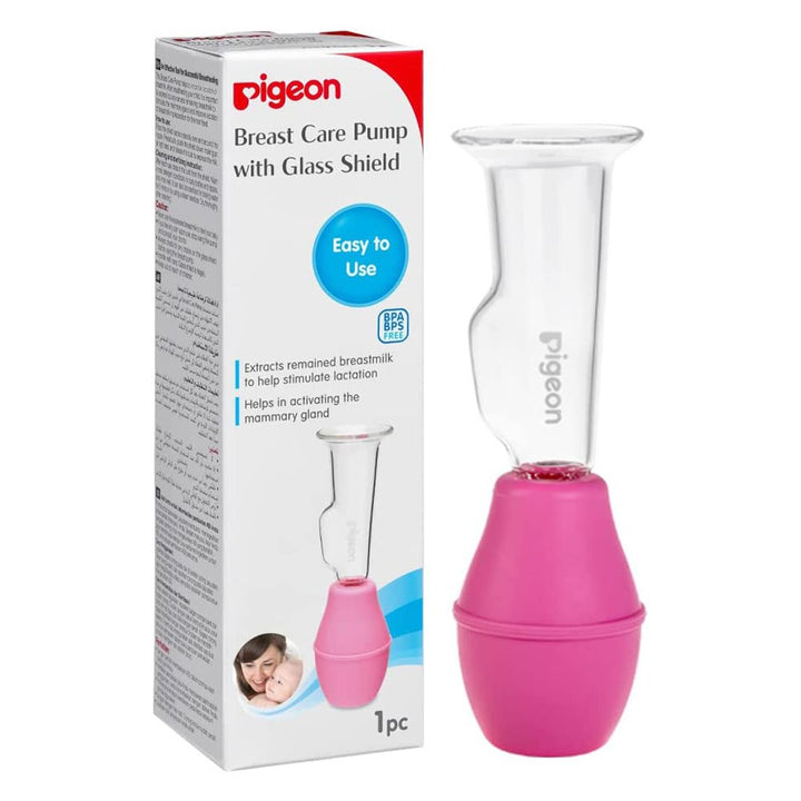 Pigeon Breast Care Pump With Glass Shield - Pink - Easy Pharmacy LLC