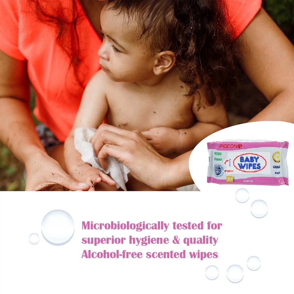 Pigeon Extra Soft & Extra Thick Alcohol-Free Scented Baby Wipes, Pack of 20's - Easy Pharmacy LLC