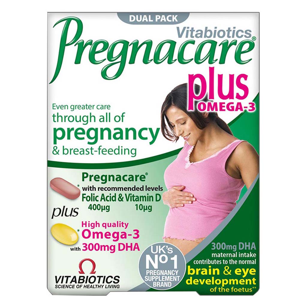 Vitabiotics Pregnacare Plus Omega-3 Pregnancy Multivitamin With Folic Acid & DHA, Dual Pack of Tablets 28's + Capsules 28's - Easy Pharmacy LLC