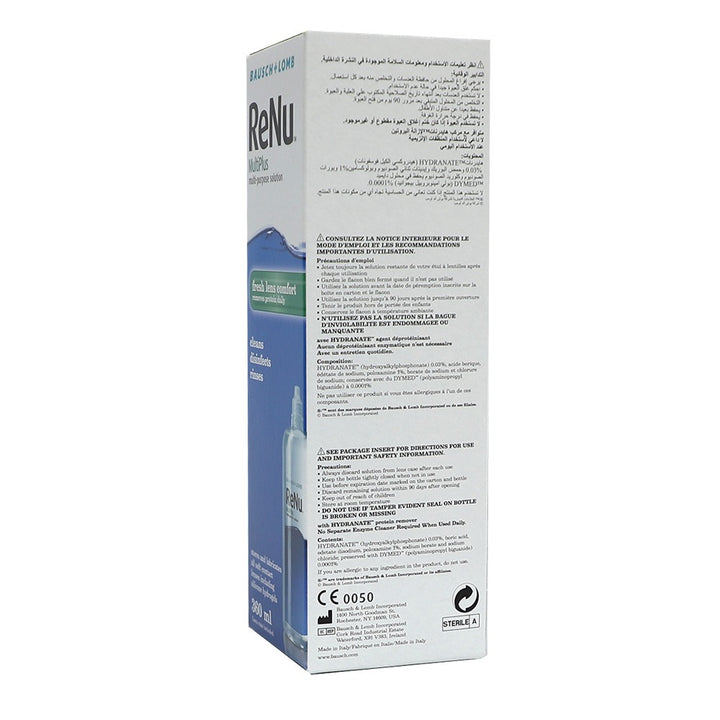 ReNu MultiPlus Multi-Purpose Contact Lens Solution, 360ml, for Soft Contact Lenses, Moisturise, Remove Protein, Clean, Disinfect, Lubricate, Rinse and Store Your Lenses, Lens Case Included