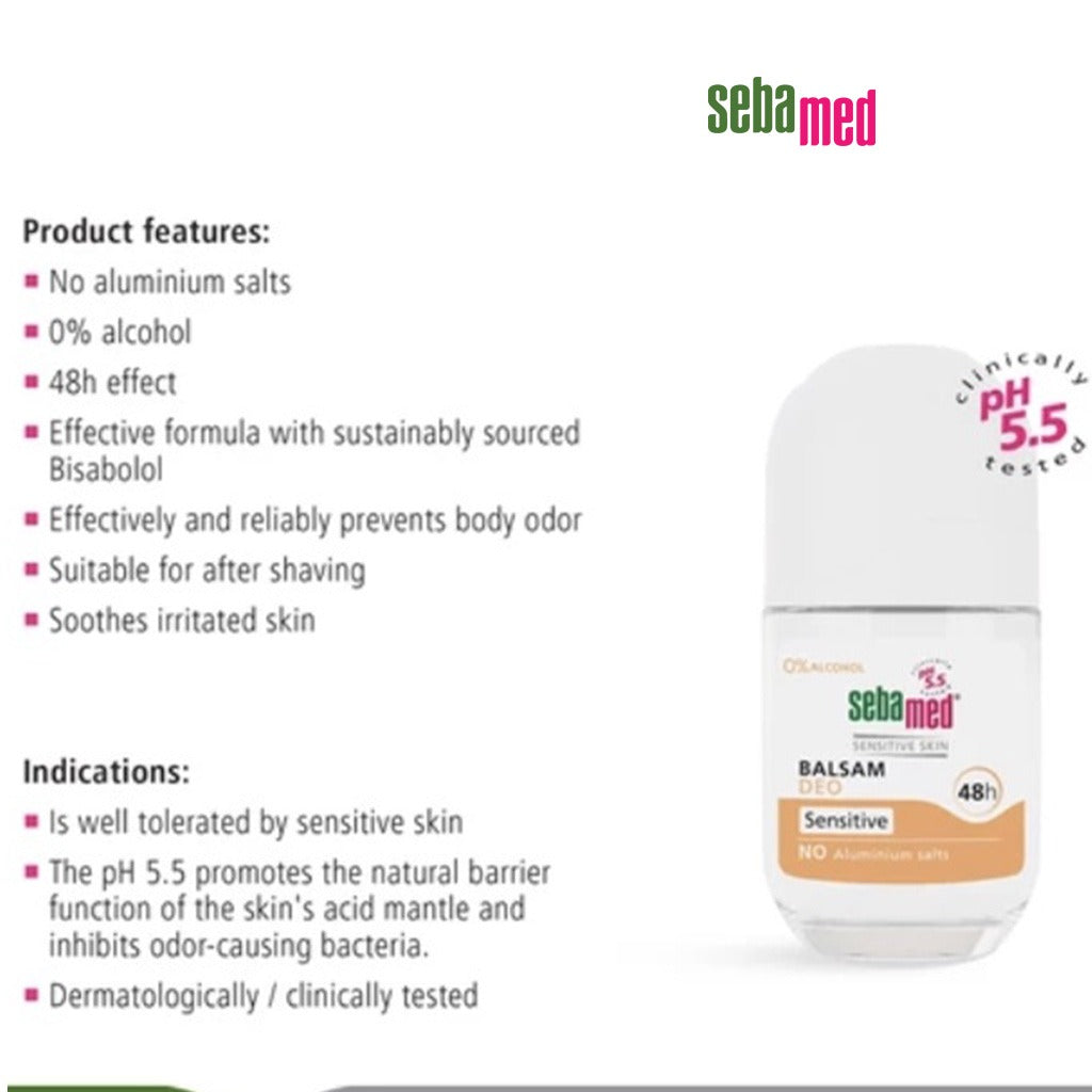 Sebamed Balsam 48Hr Deo Roll-on, Sensitive 50 mL - Easy Pharmacy LLC