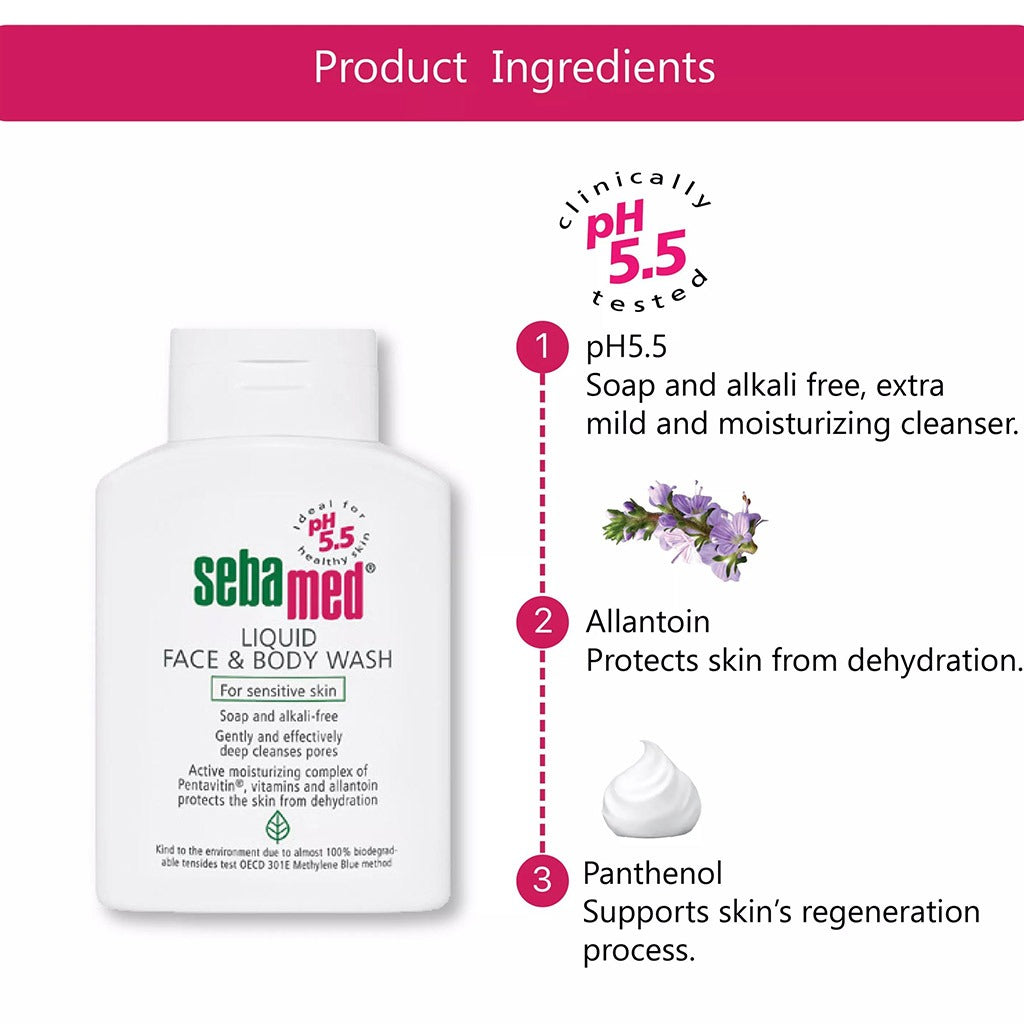 Sebamed Liquid Face & Body Wash 200 mL - Easy Pharmacy LLC