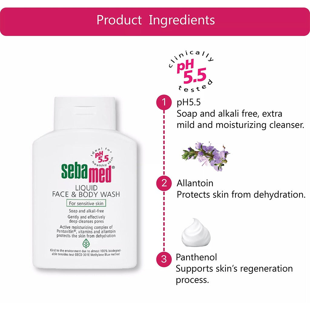 Sebamed Liquid Face & Body Wash 200 mL - Easy Pharmacy LLC