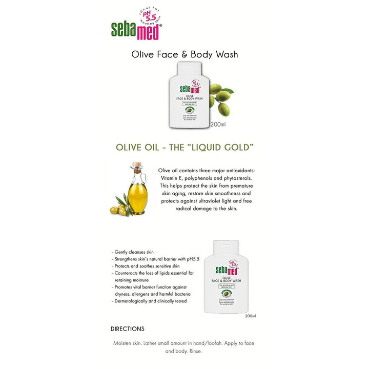 Sebamed Olive Face & Body Wash 200 mL - Easy Pharmacy LLC