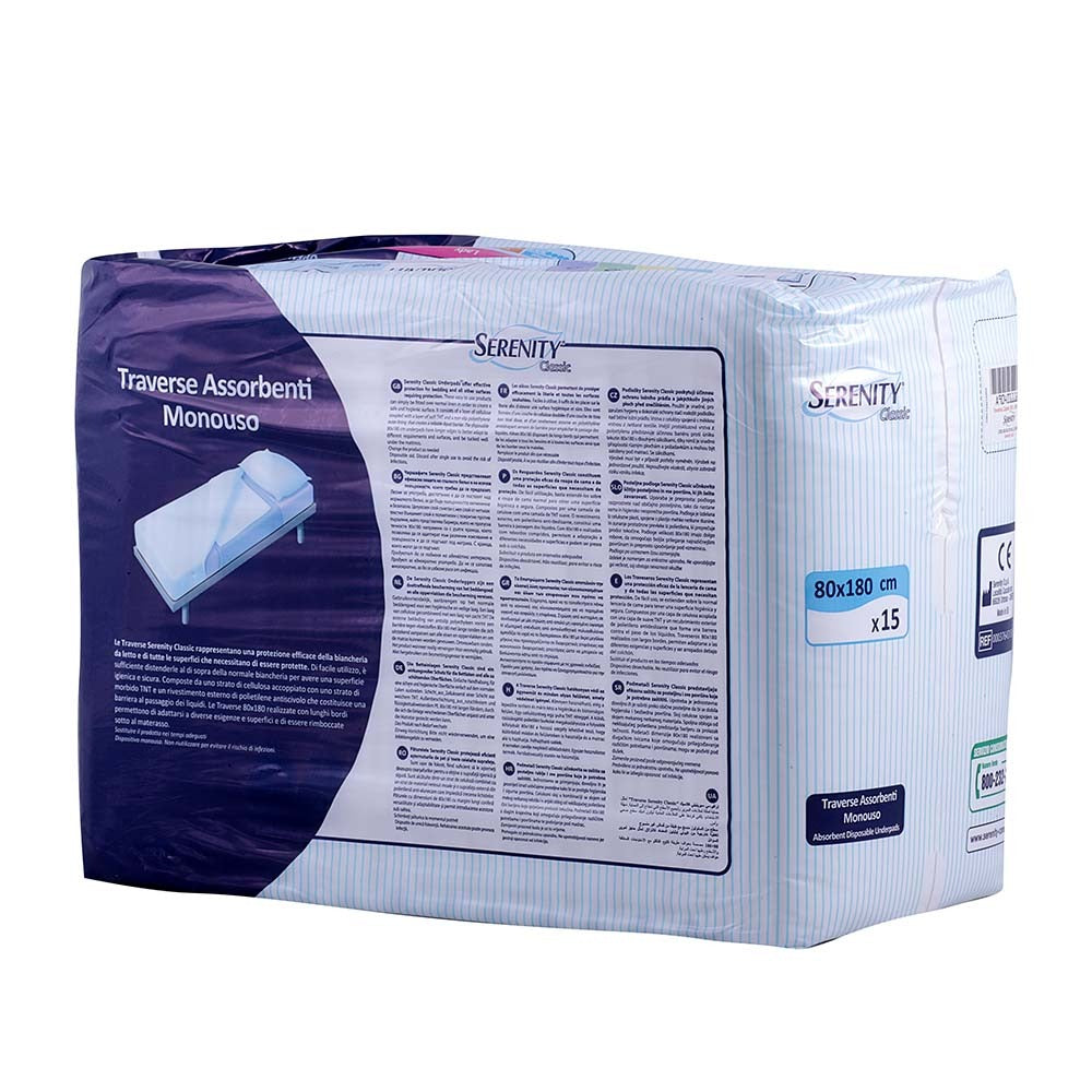 Serenity Classic Underpads 80*180 cm 15's - Easy Pharmacy LLC