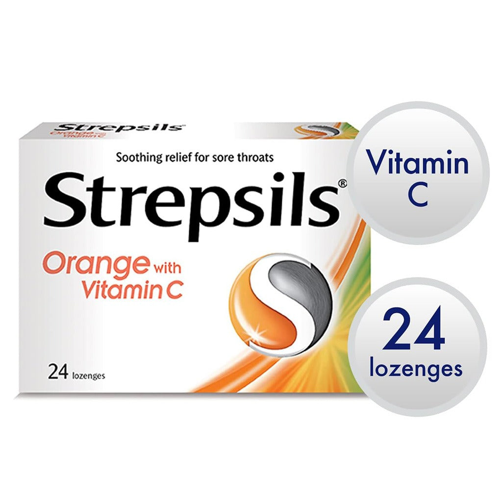 Strepsils Orange With Vitamin C 100 mg Lozenges 24's - Easy Pharmacy LLC