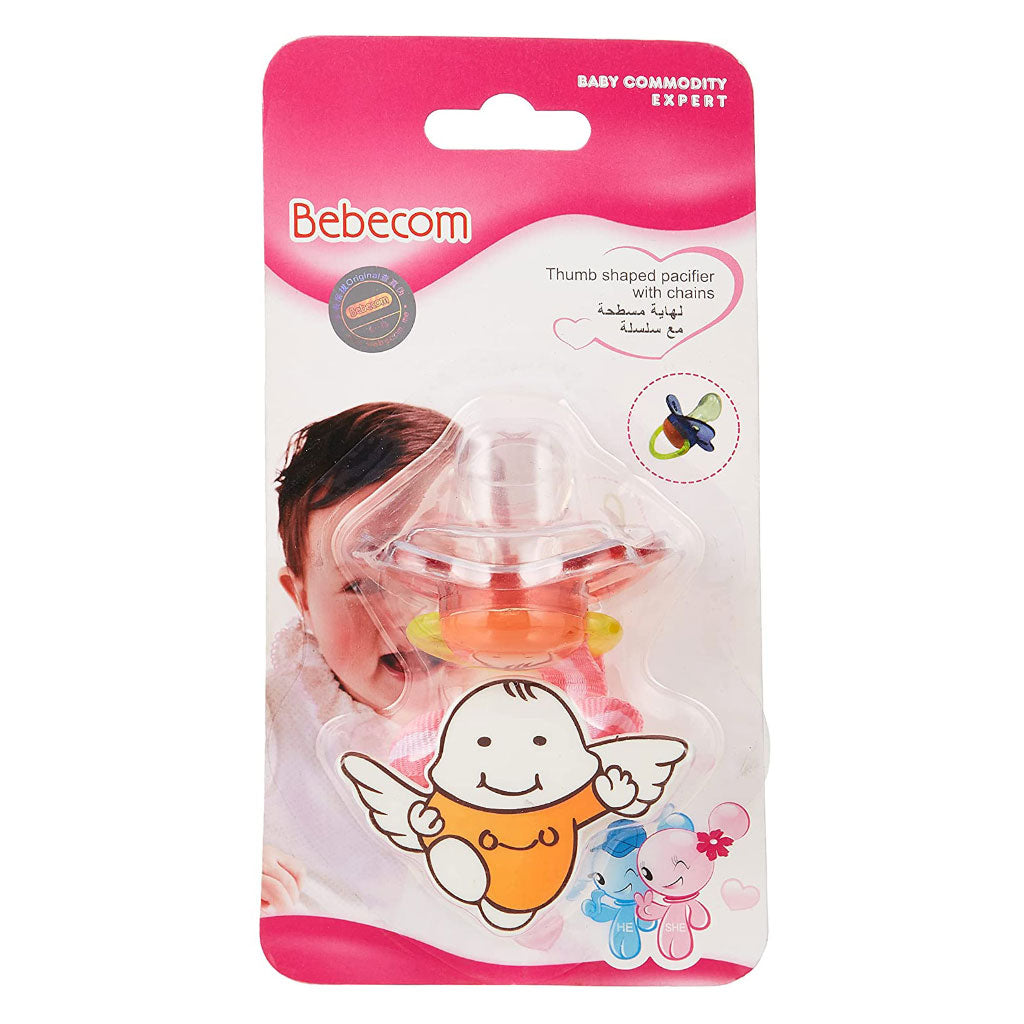 Bebecom Thumb Shaped Pacifier With Chain - Assorted Coloures, Pack of 1's - Easy Pharmacy LLC