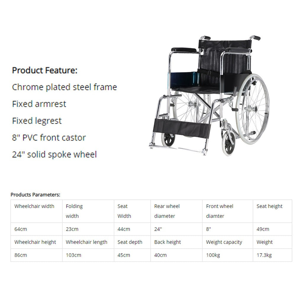 Dayang Regular Wheelchair For Disabled and Elderly, Model DY01809-46 - Easy Pharmacy LLC