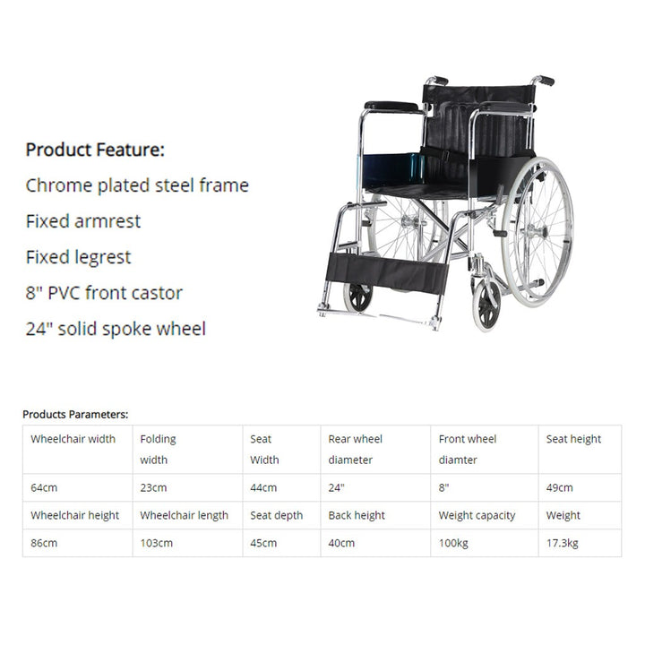 Dayang Regular Wheelchair For Disabled and Elderly, Model DY01809-46 - Easy Pharmacy LLC