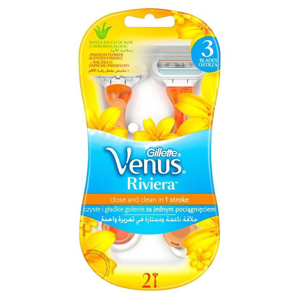 Gillette Venus Riviera Close & Clean In 1 Stroke Women's Disposable Razor, Pack of 2's - Easy Pharmacy LLC