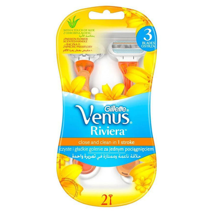 Gillette Venus Riviera Close & Clean In 1 Stroke Women's Disposable Razor, Pack of 2's - Easy Pharmacy LLC