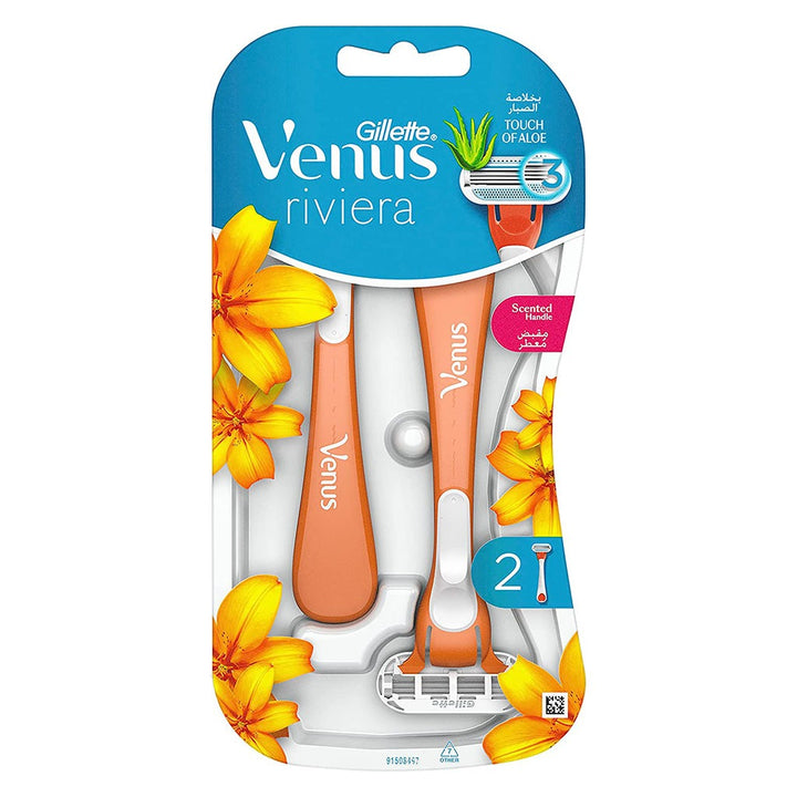 Gillette Venus Riviera Close & Clean In 1 Stroke Women's Disposable Razor, Pack of 2's - Easy Pharmacy LLC