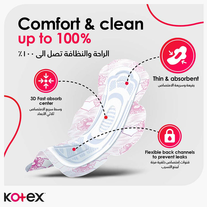 Kotex Ultra Thin Sanitary Pads With Wings, Super Size, Pack of 8's - Easy Pharmacy LLC