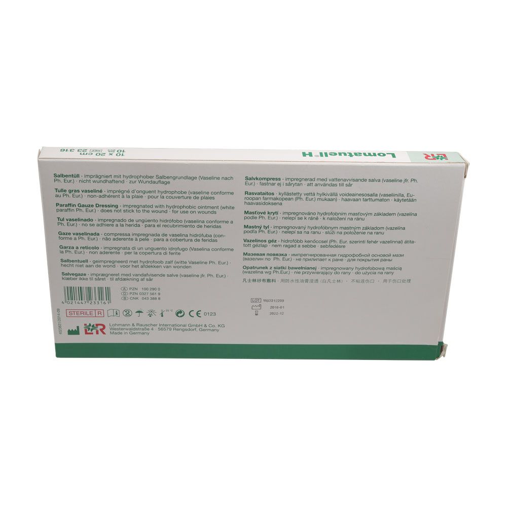 Lohmann & Rauscher Lomatuell H Paraffin Gauze Dressing 10 x 20 cm 10's - Easy Pharmacy LLC