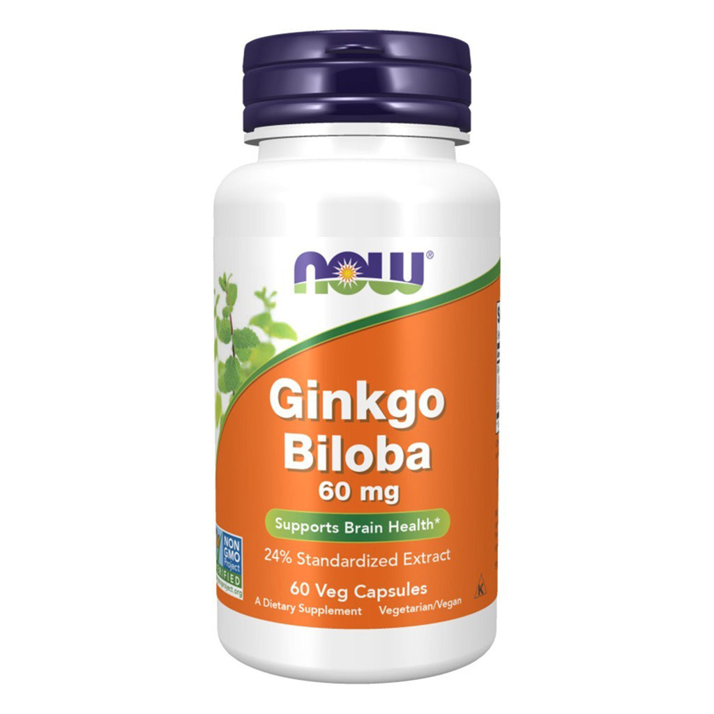 Now Ginkgo Biloba 60mg Vegetarian Capsules For Brain Health, Pack of 60's - Easy Pharmacy LLC