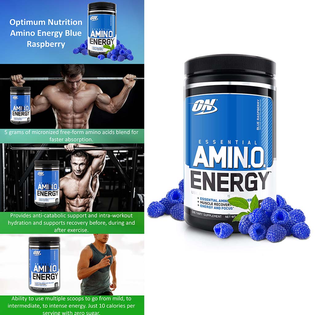 Optimum Nutrition Essential Amino Energy Blue Raspberry Flavour 30 Servings - Easy Pharmacy LLC