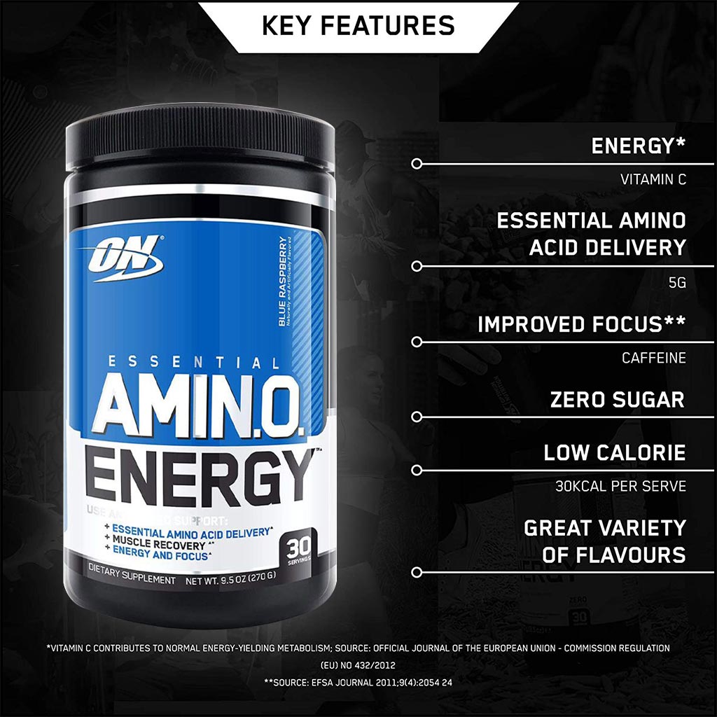 Optimum Nutrition Essential Amino Energy Blue Raspberry Flavour 30 Servings - Easy Pharmacy LLC