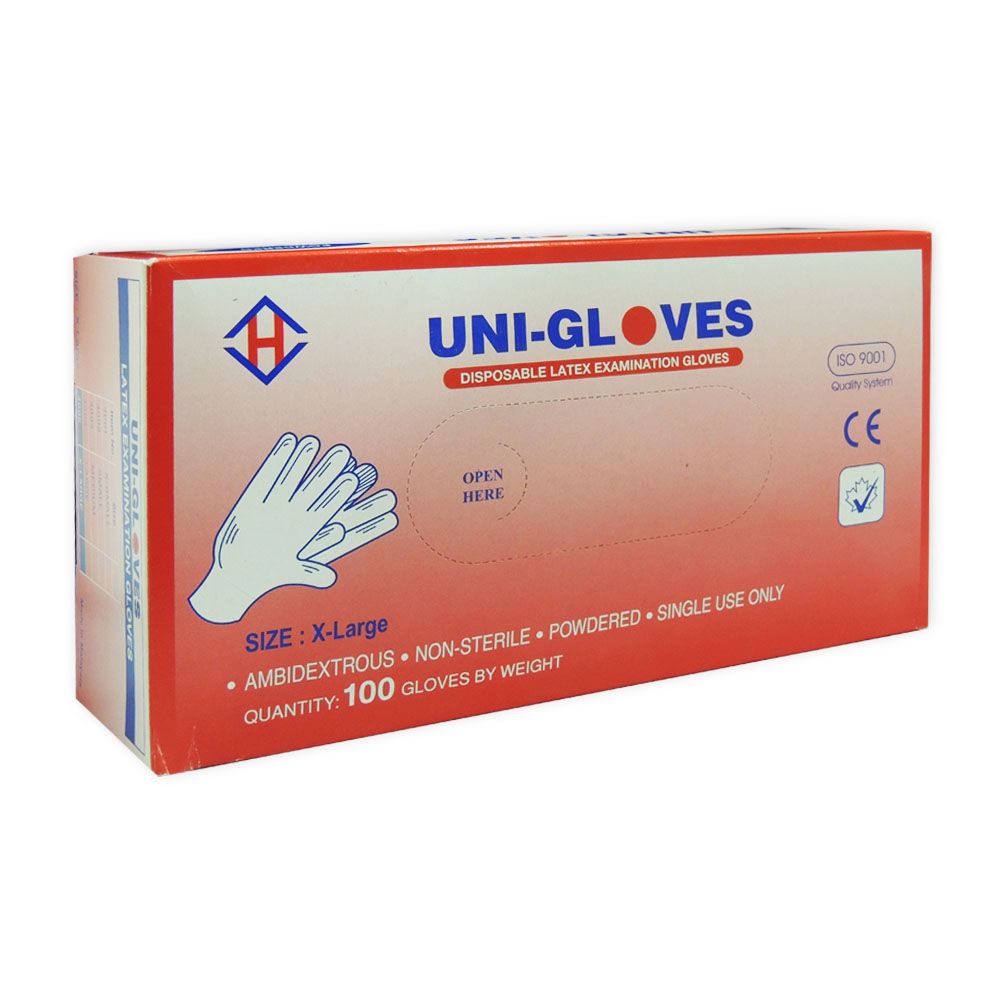 Uni-Gloves Latex Examination Gloves X-Large 100's - Easy Pharmacy LLC