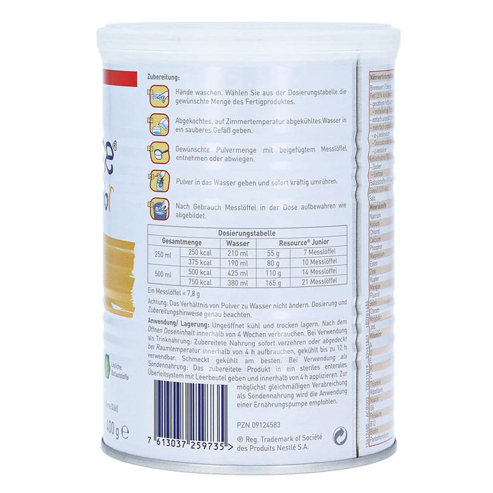 Nestle Resource Junior Growing Up Children's Milk Formula For 1 To 10 Years Vanilla Flavour 400g - Easy Pharmacy LLC