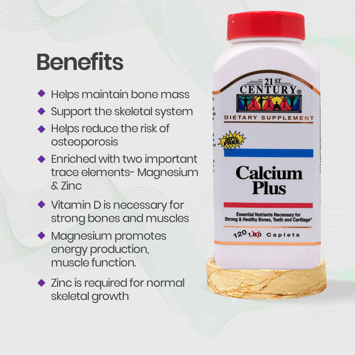 21st Century Calcium Plus Multimineral + Vitamin D Tablets For Bones & Teeth, Pack of 120's - Easy Pharmacy LLC