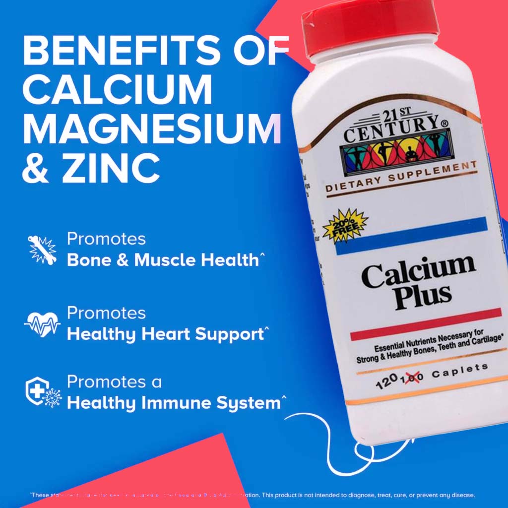 21st Century Calcium Plus Multimineral + Vitamin D Tablets For Bones & Teeth, Pack of 120's - Easy Pharmacy LLC