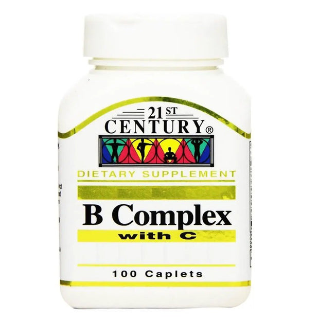 21st Century B Complex With Vitamin C Caplets For Energy And Immune Support 100 Count