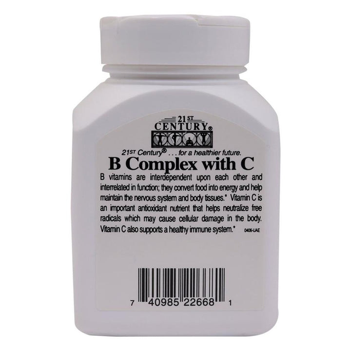 21st Century B Complex With Vitamin C Caplets For Energy & Immune Support, Pack of 100's - Easy Pharmacy LLC