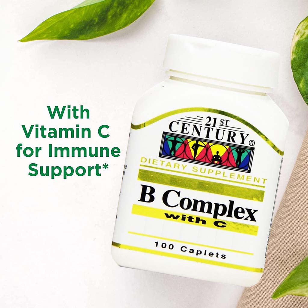 21st Century B Complex With Vitamin C Caplets For Energy & Immune Support, Pack of 100's - Easy Pharmacy LLC