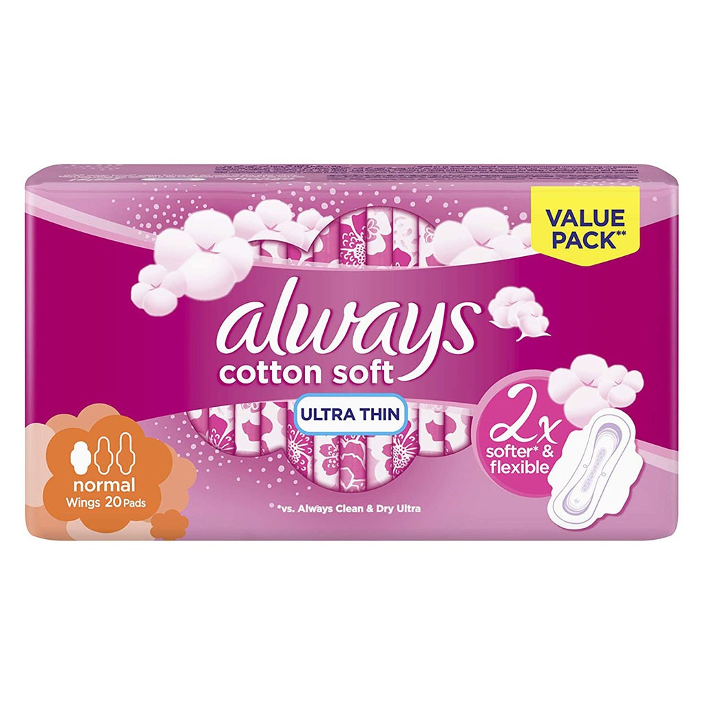 Always Cotton Soft Ultra Thin Normal Sanitary Pads With Wings, Pack of 20's - Easy Pharmacy LLC