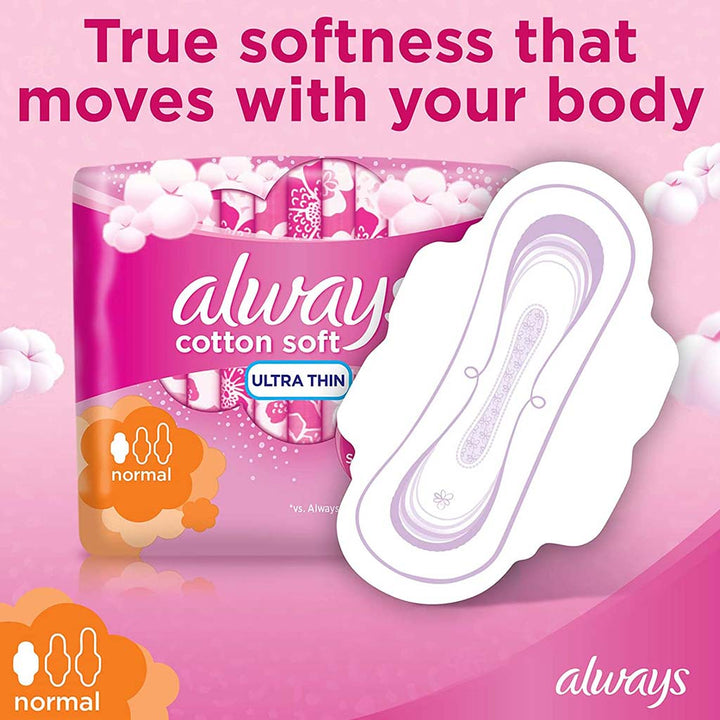 Always Cotton Soft Ultra Thin Normal Sanitary Pads With Wings, Pack of 20's - Easy Pharmacy LLC