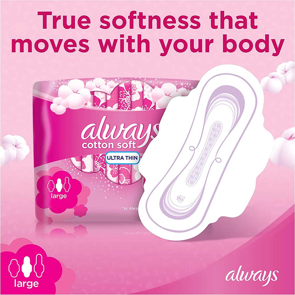 Always Cotton Soft Ultra Thin Large Sanitary Pads With Wings, Pack of 16's - Easy Pharmacy LLC