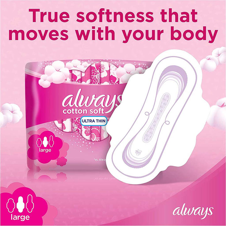 Always Cotton Soft Ultra Thin Large Sanitary Pads With Wings, Pack of 16's - Easy Pharmacy LLC