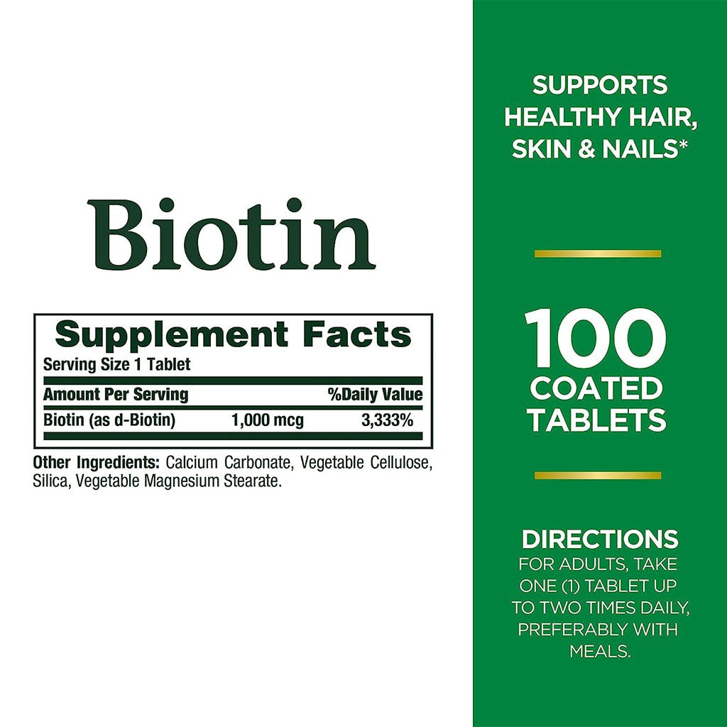 Nature's Bounty Biotin 1000 mcg Capsules 100's - Easy Pharmacy LLC