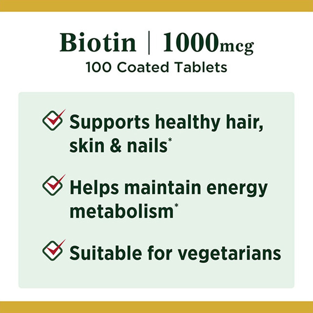 Nature's Bounty Biotin 1000 mcg Capsules 100's - Easy Pharmacy LLC