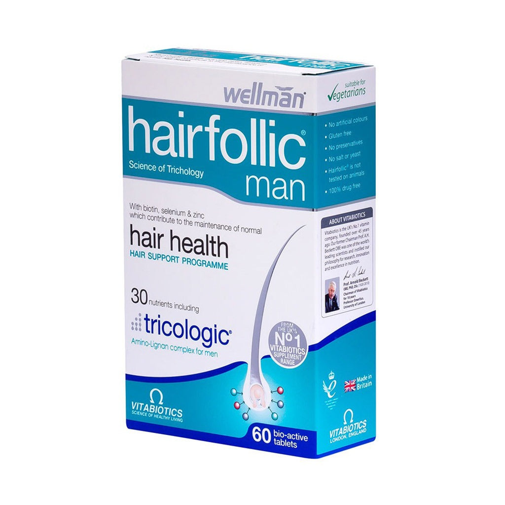 Vitabiotics Wellman Hairfollic Tablets With Biotin For Healthy Hair, Pack of 60's - Easy Pharmacy LLC