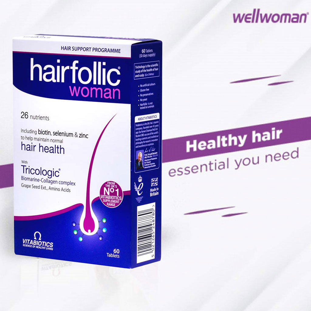 Vitabiotics Hairfollic Woman Tablets With Biotin For Healthy Hair, Pack of 60's - Easy Pharmacy LLC