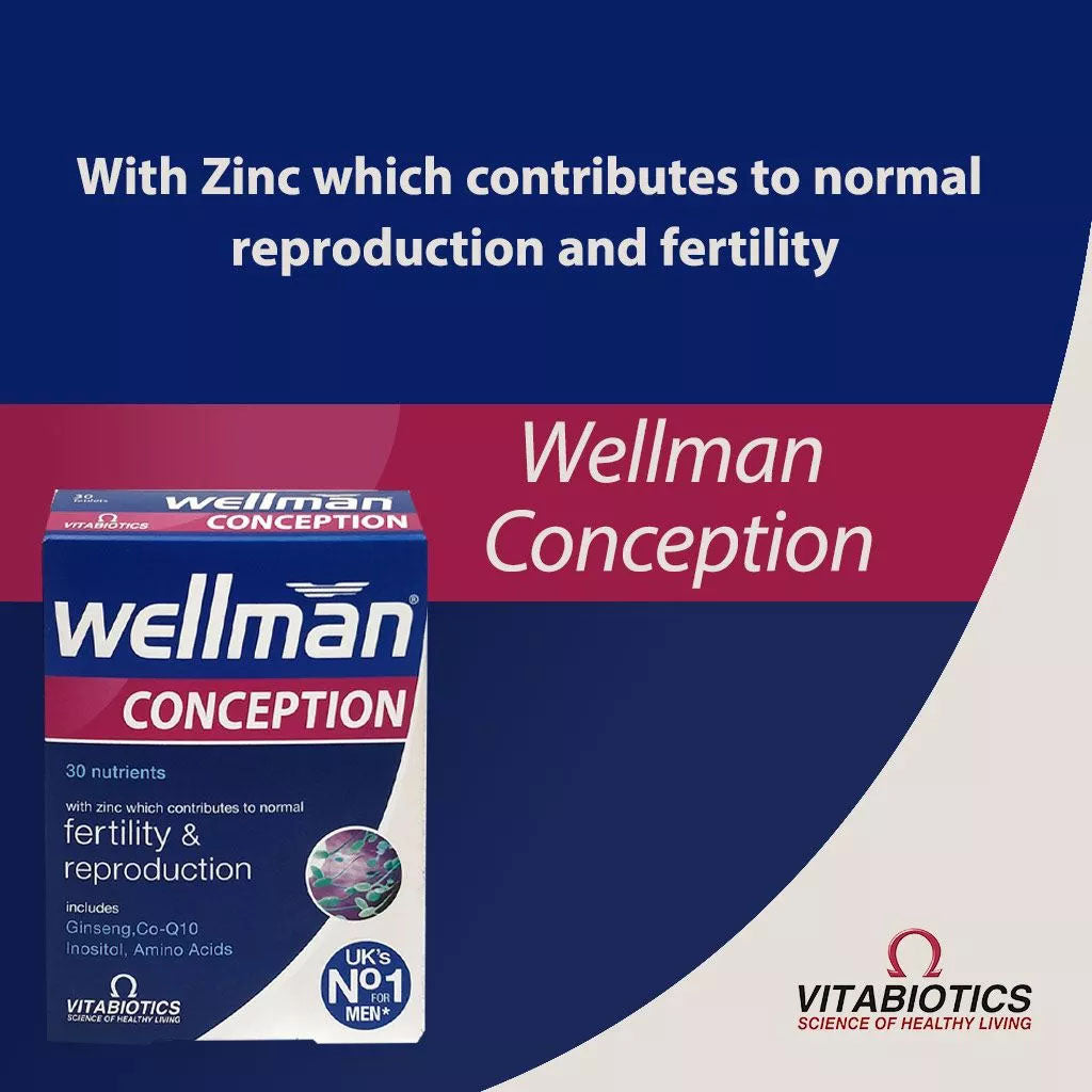 Vitabiotics Wellman Conception Supplement Tablets For Men's Fertility Support, Pack of 30's - Easy Pharmacy LLC
