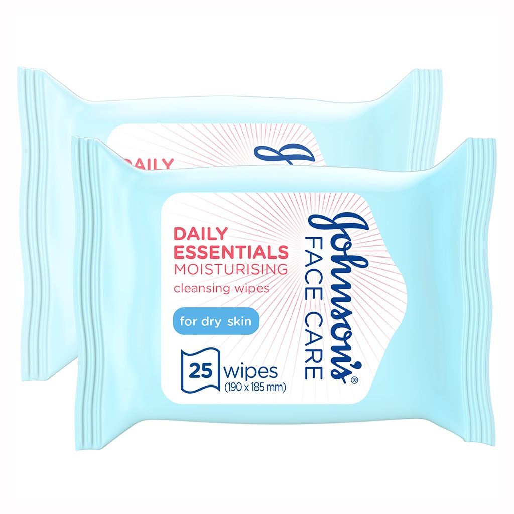 Johnson's Daily Essentials Moisturising & Cleansing Makeup Remover Facial Micellar Wipes For Dry Skin, Offer Pack of 25's - Easy Pharmacy LLC