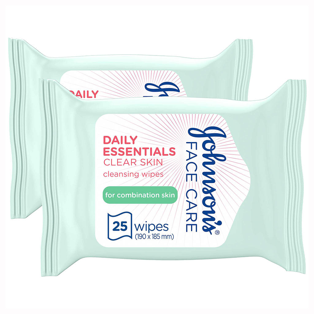 Johnson's Daily Essentials Clear Skin Facial Cleansing Wipes For Combination Skin, Offer Pack of 50's - Easy Pharmacy LLC