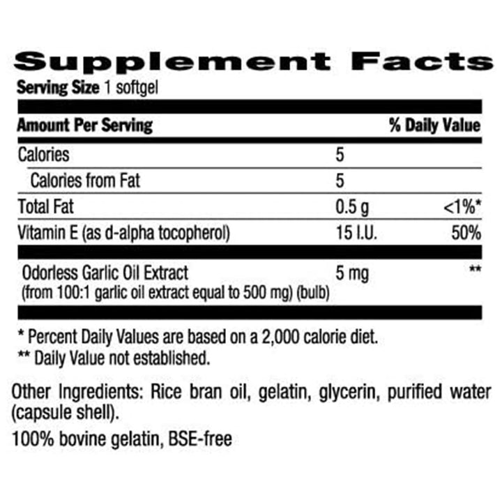 Country Life Nature's Garlic 500 mg Softgel With Rice Bran Oil & Vitamin E, Pack of 90's - Easy Pharmacy LLC