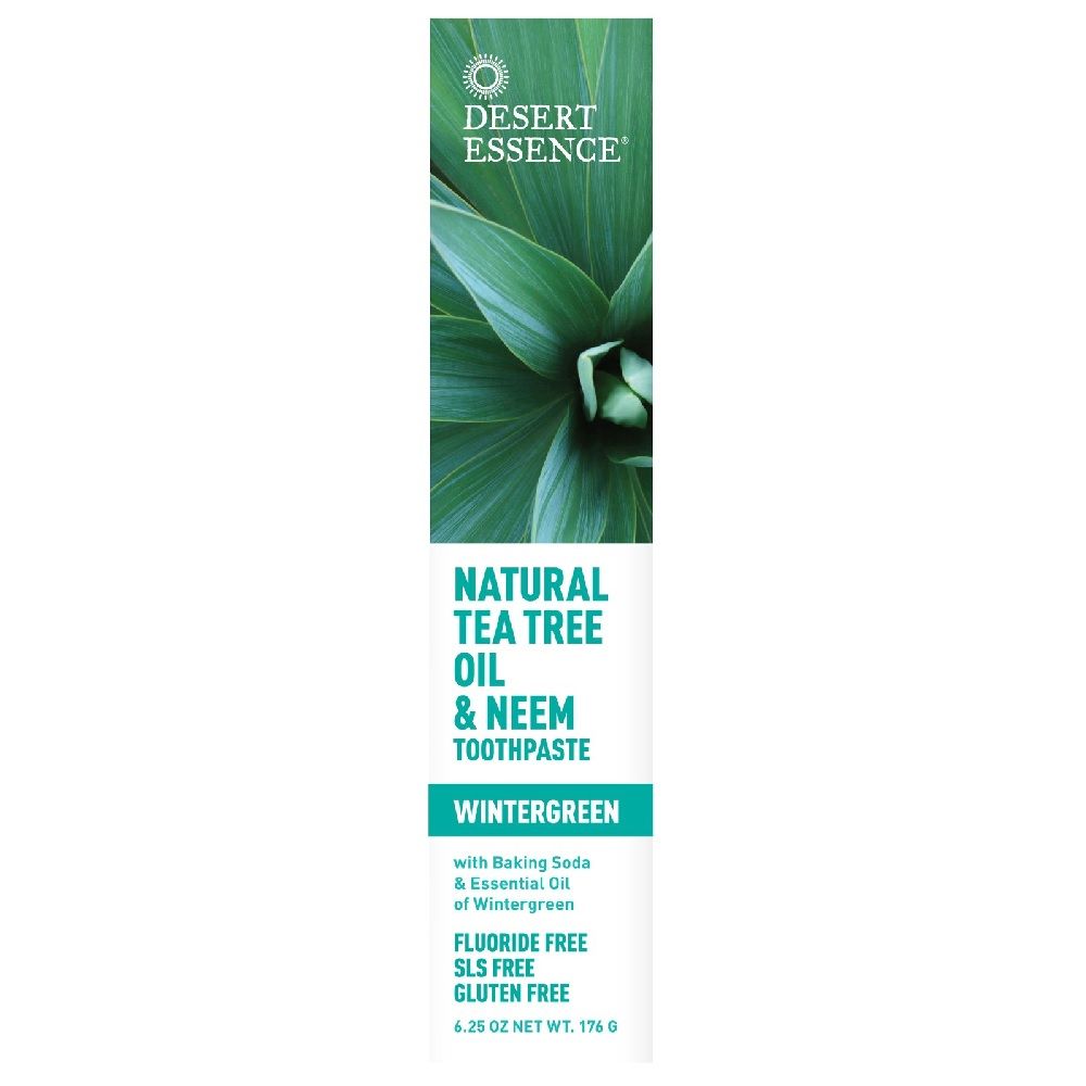 Desert Essence Natural Tea Tree Oil & Neem Wintergreen Toothpaste 6.25 oz, 176 g - Easy Pharmacy LLC