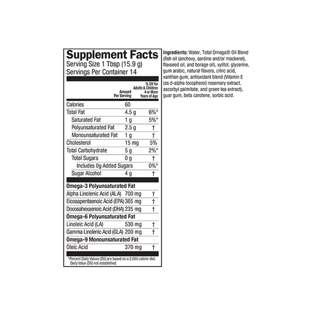 Barlean's 2400mg Total Omega 3 6 9 Flaxseed Oil, Borage Seed Oil, Fish Oil Supplement Liquid - Fruit Flavour, 227g - Easy Pharmacy LLC