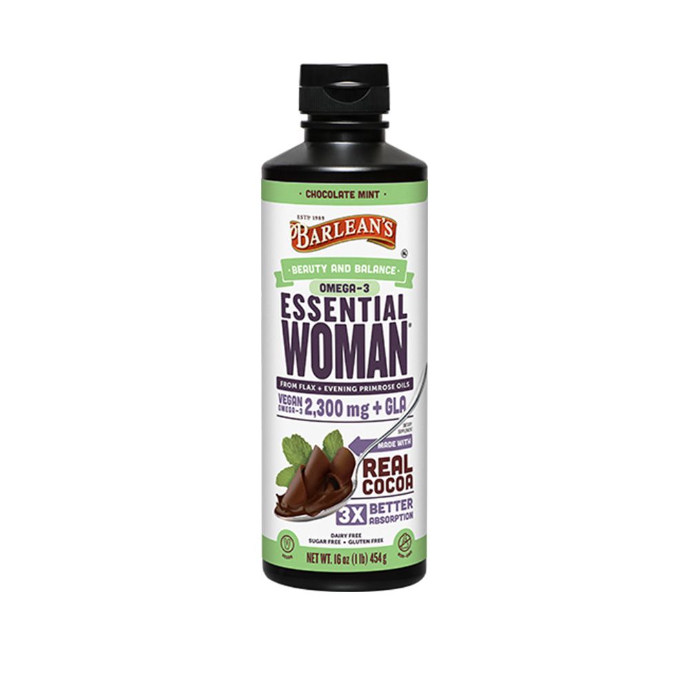 Barlean's Essential Woman 2300mg Vegan Omega 3 Evening Primrose Oil & Flax Seed Oil Supplement Liquid - Chocolate Mint 454g - Easy Pharmacy LLC