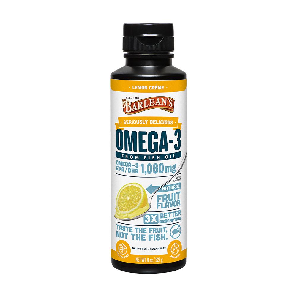 Barlean's Omega 3 1080mg Fish Oil Supplement Liquid - Lemon Creme Flavour 227g - Easy Pharmacy LLC