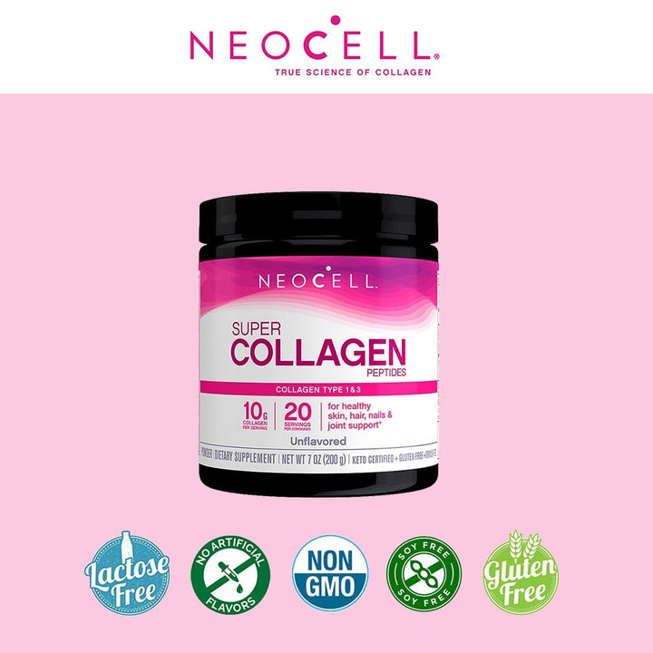 NeoCell Super Collagen Powder For Healthy Skin, Hair, Nails & Joint Support, Unflavoured 200 g - Easy Pharmacy LLC