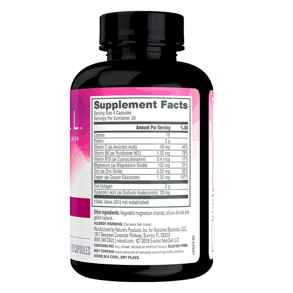 NeoCell Marine Collagen + Hyaluronic Acid Capsules For Youthful & Radiant Skin, Pack of 120's - Easy Pharmacy LLC