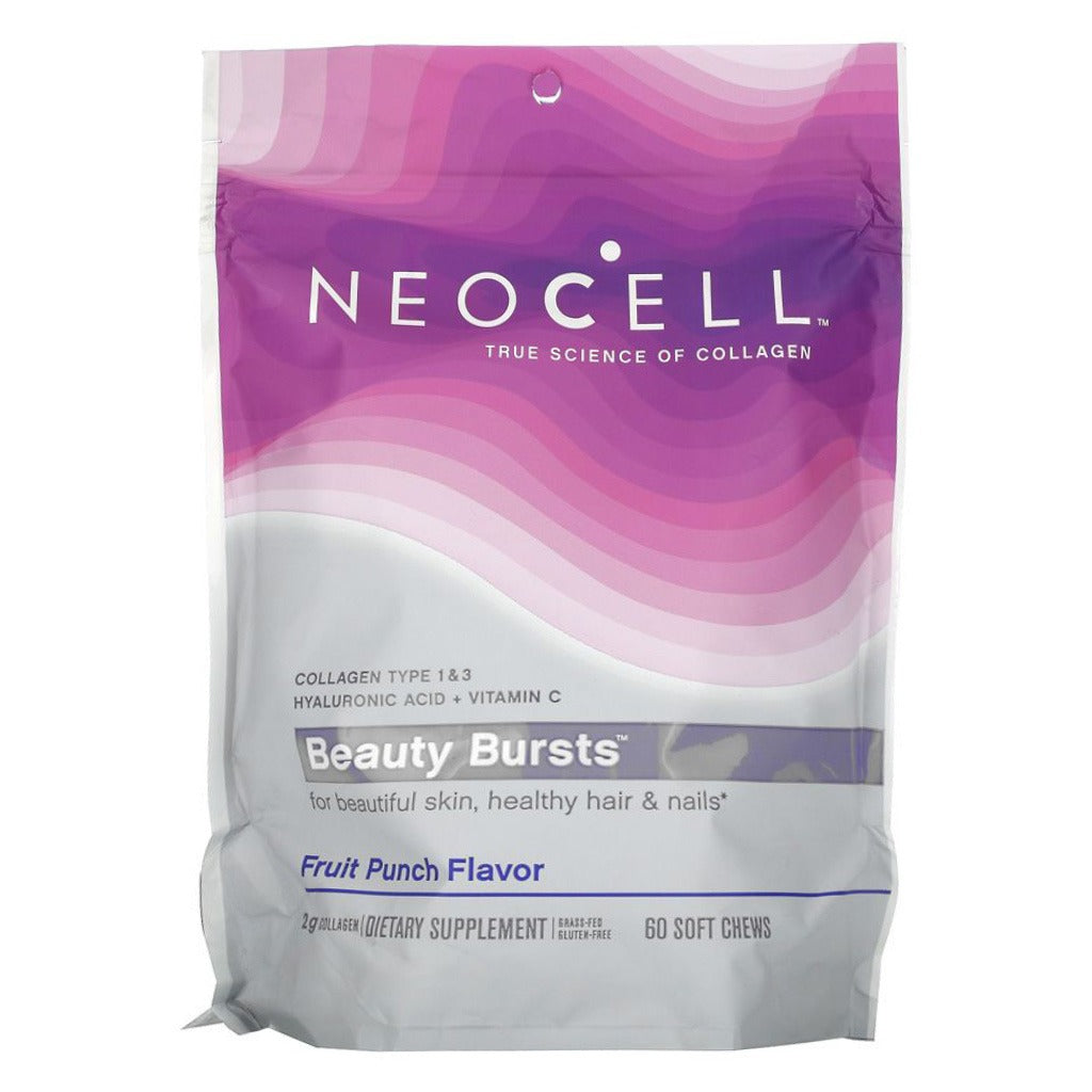 NeoCell Collagen Chews, Beauty Bursts For Skin, Hair And Nails, Fruit Punch Soft Chews, Pack of 60's - Easy Pharmacy LLC
